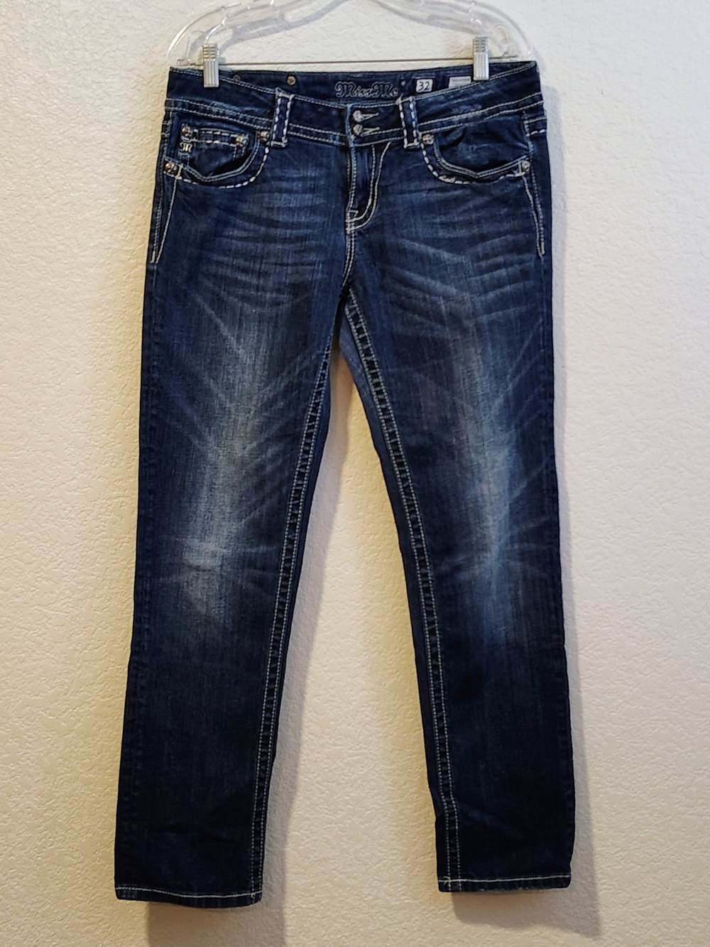 Miss Me Jeans Size 32 Skinny Missing Button Angel Wing Pockets